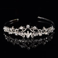 Tiaras, Sinc Alloy, le Crystal, Corónach, dath airgid plated, do bridal & ilghnéitheach & le rhinestone, luaidhe & caidmiam saor in aisce, 160x29mm, Díolta De réir PC