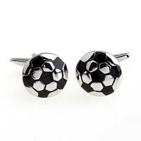 Cufflinks Brass Football platinum color plated enamel nickel lead & cadmium free 10-20mm Sold By Pair