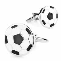 Cufflinks Brass Football platinum color plated enamel nickel lead & cadmium free 10-20mm Sold By Pair