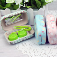 PU Contact Lens Case, ze Szkło & Plastik, pokryte velvetem & mieszane, 83x55x22mm, 5komputery/torba, sprzedane przez torba