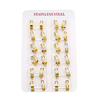 Stainless Steel Huggie Hoop Earring with Rhinestone Clay Pave gold color plated Sold By Lot