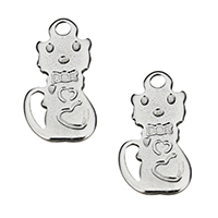 Acciaio inossidabile Animal Ciondoli, acciaio inox, Gatto, colore originale, 6x12x1mm, Foro:Appross. 1mm, 1000PC/lotto, Venduto da lotto