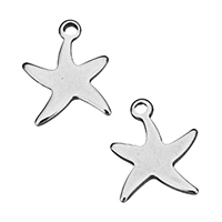 Rustfrit stål Animal Pendler, Stainless Steel, Starfish, oprindelige farve, 9x12x1mm, Hole:Ca. 1mm, 1000pc'er/Lot, Solgt af Lot