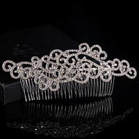 Bridal capelli decorativo Comb, lega in zinco, placcato color argento, per la sposa & con strass, assenza di piombo & cadmio, 150x50mm, Venduto da PC