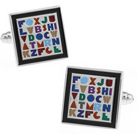 Cufflinks Brass Square platinum color plated enamel nickel lead & cadmium free 10-20mm Sold By Pair