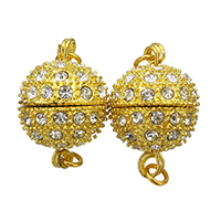 Zinc Alloy Magnetic Clasp gold color plated with rhinestone & single-strand nickel lead & cadmium free Approx 2.2mm Sold By Lot