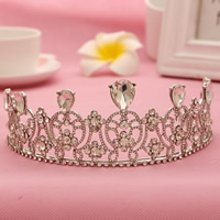 Tiaras, liga de zinco, with cristal, Coroa, cromado de cor prateada, para noivas & facetada & com strass, Chumbo e cádmio livre, 160mm, 3PCs/Bag, vendido por Bag