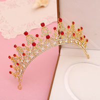 Tiaras, liga de zinco, Coroa, cromado de cor dourada, para noivas & com strass, Chumbo e cádmio livre, 160mm, 3PCs/Bag, vendido por Bag