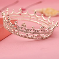 Tiaras, liga de zinco, with cristal, Coroa, cromado de cor prateada, para noivas & facetada & com strass, Chumbo e cádmio livre, 140mm, 3PCs/Bag, vendido por Bag