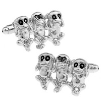 Cufflinks Brass Monkey platinum color plated enamel nickel lead & cadmium free 10-20mm Sold By Pair