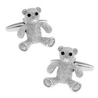 Cufflinks Brass Bear platinum color plated enamel nickel lead & cadmium free 10-20mm Sold By Pair