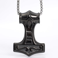 Pendants Tíotáiniam, Cruach Tíotáiniam, Hammer Thor s, ionic dubh, 30x45mm, Poll:Thart 9mm, 3ríomhairí pearsanta/Mála, Díolta De réir Mála