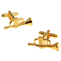 Manchetknopen, Messing, trompet, gold plated, nikkel, lood en cadmium vrij, 10-20mm, Verkocht door pair