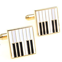 Manchetknopen, Messing, Piano, gold plated, glazuur, nikkel, lood en cadmium vrij, 10-20mm, Verkocht door pair