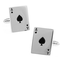 Cufflinks Brass Poker platinum color plated with letter pattern & enamel nickel lead & cadmium free 10-20mm Sold By Pair