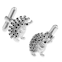 Cufflinks Brass Hedgehog platinum color plated enamel nickel lead & cadmium free 10-20mm Sold By Pair