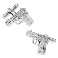 Cufflinks Brass Gun platinum color plated nickel lead & cadmium free 10-20mm Sold By Pair