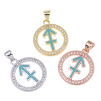 Cubic Zirconia Micro Pave Brass Pendant Sagittarius plated micro pave cubic zirconia & enamel nickel lead & cadmium free Approx Sold By PC