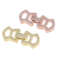 Messing Fold Over Clasp, forgyldt, Micro Pave cubic zirconia, flere farver til valg, nikkel, bly & cadmium fri, 25x11x4mm, Hole:Ca. 1mm, Solgt af PC