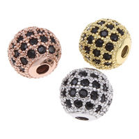 Kubni cirkonij Micro Pave Brass perle, Mesing, Krug, pozlaćen, micro utrti kubni cirkonij, više boja za izbor, nikal, olovo i kadmij besplatno, 8mm, Rupa:Približno 1.5mm, Prodano By PC