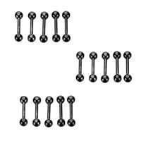 acier inoxydable 316L Faux Plug, ionique noire, unisexe, 3x3mm,8x1mm, 30PC/lot, Vendu par lot