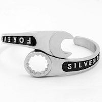 Unisex Bracelet, Acier titane, clé anglaise, mot pour toujours, unisexe & avec le motif de lettre & noircir, Diamètre intérieur:Environ 44mm, Longueur Environ 5.5 pouce, 3PC/lot, Vendu par lot