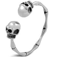 Los hombres de la pulsera y del brazalete, Partículas de acero, Calavera, para hombre & ennegrezca, diámetro interior:aproximado 60mm, longitud aproximado 7.4 Inch, 3PCs/Grupo, Vendido por Grupo