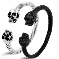 Armband för män, Titan Stål, Skull, plated, för människan & svärta, fler färger för val, Innerdiameter:Ca 55mm, Längd Ca 6.8 inch, 3PC/Lot, Säljs av Lot