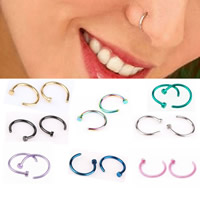 Stainless Steel Nose Piercing Nakit, 316L Stainless Steel, pozlaćen, miješana boja, 8mm, 1mm, 10računala/Lot, Prodano By Lot