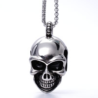 titanium Vedhæng, Titanium Stål, Skull, sværte, 22x40mm, Hole:Ca. 3-5mm, 3pc'er/Bag, Solgt af Bag