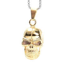 Titanhäng, Titan Stål, Skull, guldfärg pläterade, 20x52mm, Hål:Ca 3-5mm, 3PC/Bag, Säljs av Bag