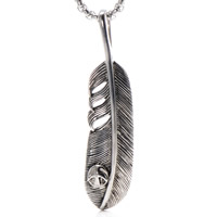 Titanium Steel Pendants Feather blacken Approx 3-5mm Sold By Bag