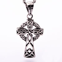 Titanium Steel Pendants Cross blacken Approx 3-5mm Sold By Bag