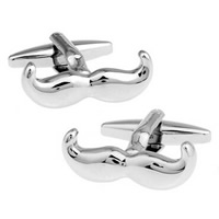 Boutons de manchette, laiton, moustache, Placage de couleur platine, protéger l'environnement, sans nickel, plomb et cadmium, 10-20mm, Vendu par paire