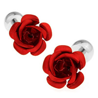 Boutons de manchette, laiton, avec ornement de fleurs en aluminium, fleur, Placage de couleur platine, protéger l'environnement, sans nickel, plomb et cadmium, 10-20mm, Vendu par paire