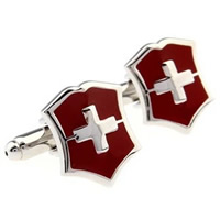 Cufflinks Brass platinum color plated with cross pattern & enamel nickel lead & cadmium free 10-20mm Sold By Pair