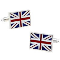 Cufflinks Brass Flag platinum color plated enamel nickel lead & cadmium free 10-20mm Sold By Pair