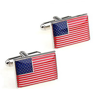 Cufflinks Brass Flag platinum color plated enamel nickel lead & cadmium free 10-20mm Sold By Pair