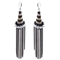 Fashion Fringe Oorbellen, Zinc Alloy, met ijzeren ketting, messing oorbel haak, kwast, platinum plated, handgemaakt & met geschilderde & gefacetteerde, lood en cadmium vrij, 106x19mm, Verkocht door pair