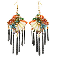 Fashion Fringe Earrings Zinc Alloy with iron chain & Crystal brass earring hook Tassel gold color plated handmade & with painted & colorful plated & faceted lead & cadmium free Sold By Pair