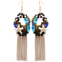 Fashion Fringe Oorbellen, Zinc Alloy, met ijzeren ketting & Kristal & Hars, messing oorbel haak, kwast, plated, handgemaakt & kleurrijke vergulde & gefacetteerde, lood en cadmium vrij, 88x24mm, Verkocht door pair