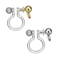 Plastic ørering klip komponent, med Stainless Steel, forgyldt, med loop, flere farver til valg, 11x11x3mm, Hole:Ca. 1.5mm, Solgt af PC