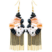 Fashion Fringe Oorbellen, Zinc Alloy, met ijzeren ketting & Kristal, messing oorbel haak, gold plated, handgemaakt & met geschilderde & kleurrijke vergulde & gefacetteerde, lood en cadmium vrij, 75x29.6mm, Verkocht door pair