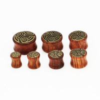 Padauk tunnel piercing, with lega in zinco, Rondella, placcato color oro, formato differente per scelta, 2PC/borsa, Venduto da borsa