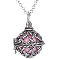 Messing regnant Harmony Ball Trui Ketting, antiek zilver plated, met geschilderde & rolo ketting & hol, nikkel, lood en cadmium vrij, 22x29mm, Per verkocht Ca 31 inch Strand