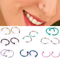 Bijoux de Piercing nez en acier inoxydable, Placage, normes différentes pour le choix, couleurs mélangées, 5PC/sac, Vendu par sac