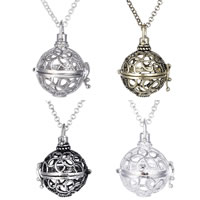 Messing regnant Harmony Ball Trui Ketting, plated, met geschilderde & rolo ketting & hol, meer kleuren voor de keuze, nikkel, lood en cadmium vrij, 28x33mm, Per verkocht Ca 31 inch Strand