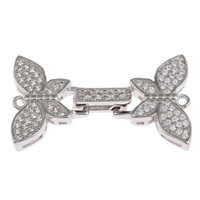 Brass Fold Over Clasp Butterfly platinum color plated micro pave cubic zirconia & single-strand nickel lead & cadmium free Approx 1mm Sold By PC