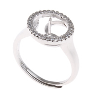 Messing Bezel Ring Base, platinum plated, verstelbaar & micro pave zirconia, nikkel, lood en cadmium vrij, 20x23x12mm, Binnendiameter:Ca 3x1mm, Maat:6.5, Verkocht door PC