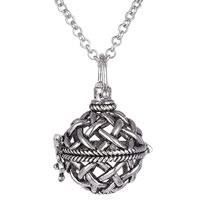 Bola boule pendentif, laiton, Plaqué de couleur d'argent, creux, protéger l'environnement, sans nickel, plomb et cadmium, 22x29mm, Trou:Environ 3-5mm, 2PC/sac, Vendu par sac